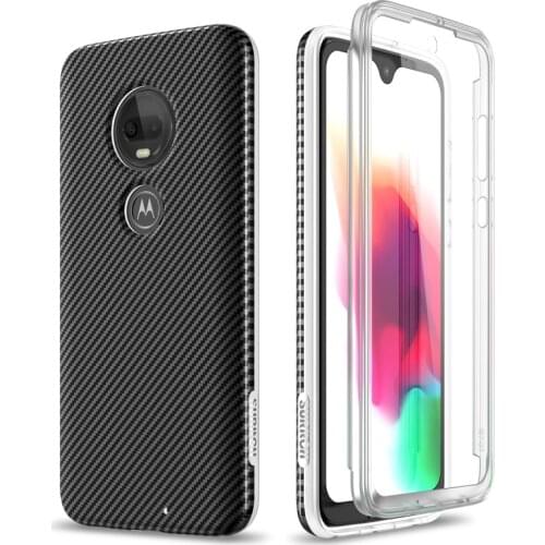 Marble Soft Case for Motorola Moto G7 360 Case 2 in 1 Shockproof Bumper with Built-in Screen Protector for Moto G7 Plus