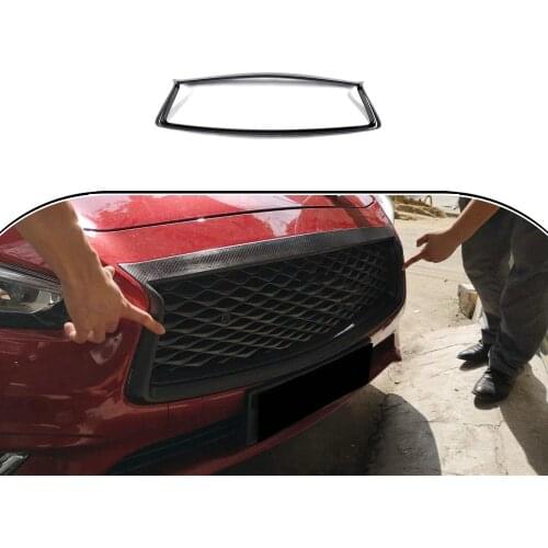 Real Carbon Fiber Grill Grille Front Center Frame Mesh Bumper Upper Lip Trim Overlay Cover For Infiniti Q50 Sedan 2018-2021 2020