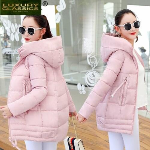 New Winter Jacket 2021 Women Slim Parkas Hat Hooded Ladies Long Coat Cotton Padded Solid Female Tops Abrigo Mujer LWL894