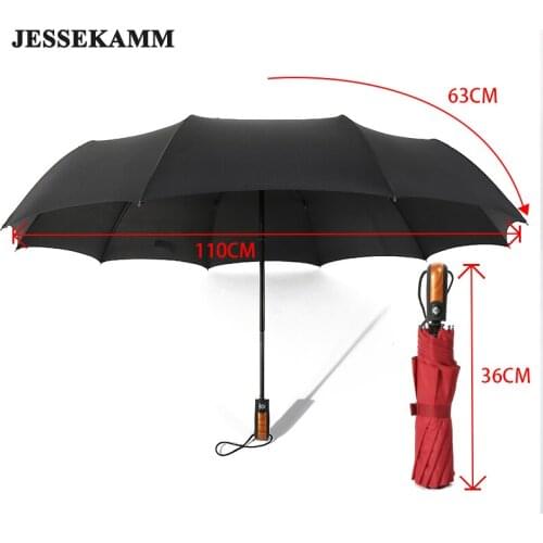 JESSE KAMM 24' New Design Umbrella 10 Ribs Compact Auto Open Auto Close Windproof Strong Large For 1-2 People Unisex High 190T