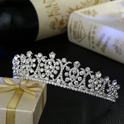 Luxury Silver Plated Crystal Wedding Tiaras Hairband Rhinestone Pageant Diadem Prom Crown Bridal Hair Accessories tiara de noiva