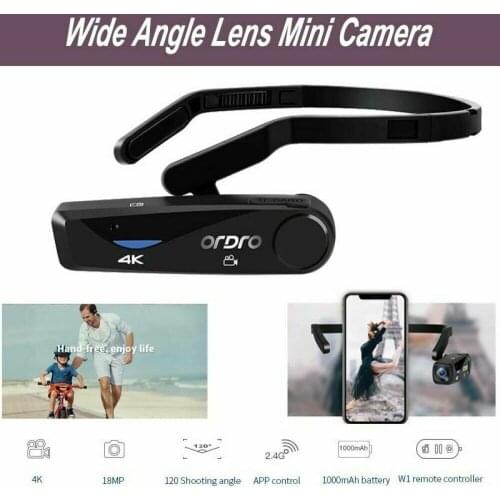 POV Video Camera Head Mounted Wearable Ordro EP6 FPV WiFi 4K Camcorder Filmadoras Webcam for YouTube Vlogging Blogger