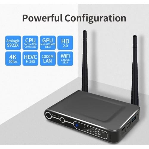 S922X Android 9.0 Smart TV Box Amlogic S922X DDR4 4GB RAM 64GB ROM Dual WiFi 1000M LAN BT4.2 4K HD Home Media Player Set Top Box