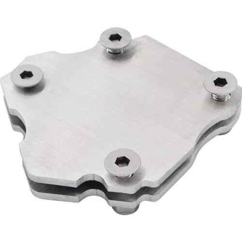 Silver Steel Motorcycle Side Kickstand Stand Enlarger Foot Pad Extension Plate Small Size Easy to Carry Accessories