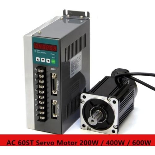 60ST AC servo motor 60ST-M01930 220V 200W 400W 600W 3000RPM ac servo motor with Driver