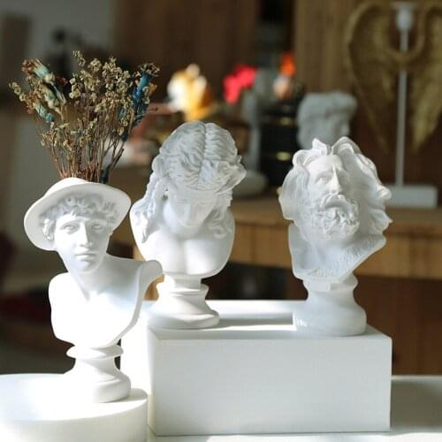 Nordic Resin David Sculpture Flower Vase Head Abstract Aesthetic Plant Pot Modern Desk White Vase Living Home Scandinavian Decor