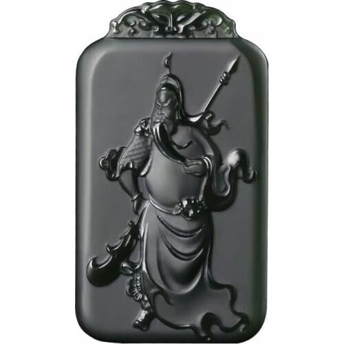 Excellent Bottle Green Jade GuanYu Pendant Patron Saint Amulet God Hanging jewelry He Tian Jade