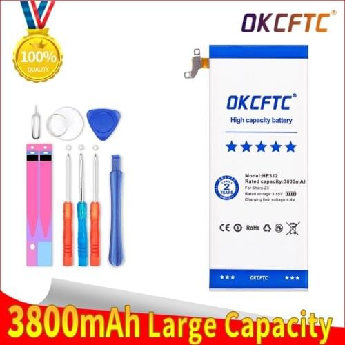 High Quality 3800mAh HE312 HE309 Battery for SHARP Z3 L900S FS8009+free tools