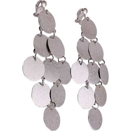 New Vintage Multi-layer Round Shape Clip on Earrings No Pierced for Women Elegant Large Without Piercing Statement Earrings