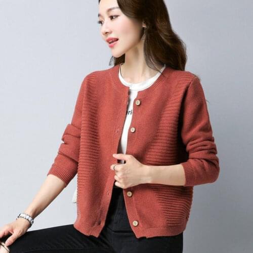Women 2021 Autumn Winter Fashion Short Loose Cardigans Jackets Female O-neck Sweater Coats Ladies Warm Knitted Outerwear Y412