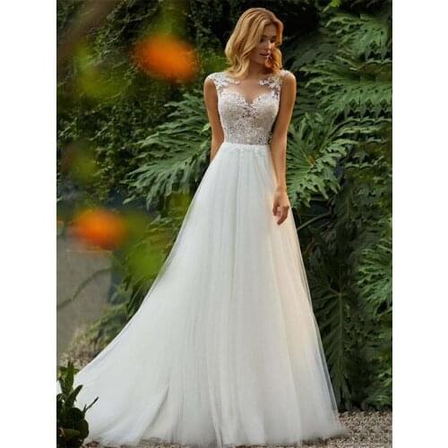 2021 Bohemian Elegant Sweetheart Wedding Dresses Sleeveless A Line Lace Applique For Women Robe De Mariée Custom Made Bride Gown