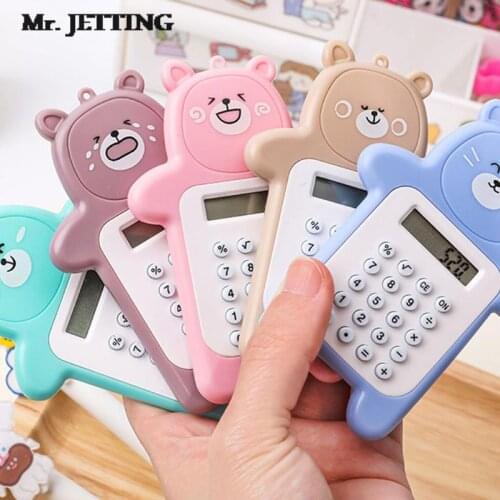 1Pc Cute Pocket Calculator Handy Size 8 Digit Display Battery Operated Office Kawaii Animal Calculator Gifts For Kids Girl