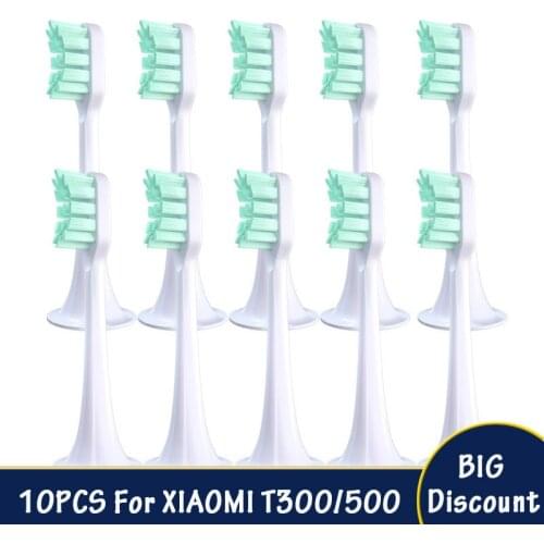 10PCS For Replacement Brush Heads XIAOMI MIJIA T300/500 Sonic Electric Toothbrush Cleaner Soft DuPont Bristle Vacuum Nozzles