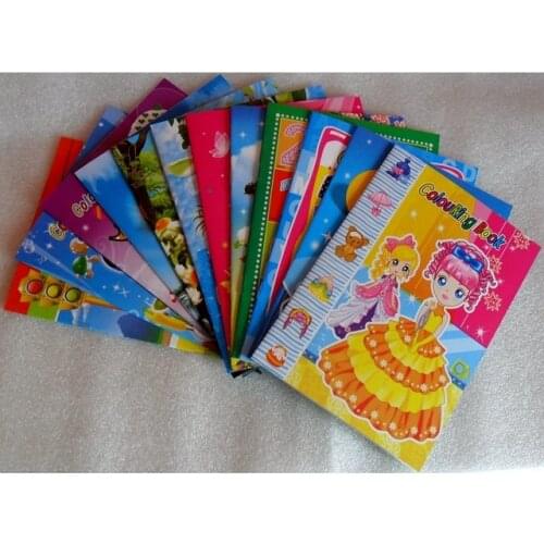 12PCS/LOT ColouRing & sticker Book Children cartoons Graph color books 12 Types set coloring book sticker book wholesale