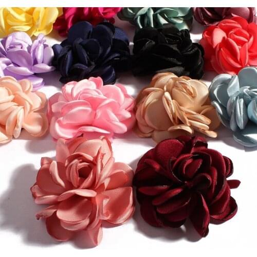 120pcs/lot 6cm 14colors Vintage Burn Eage Hair Rose Flowers For Children Accessories Artificial Fabric Flowers For Headbands