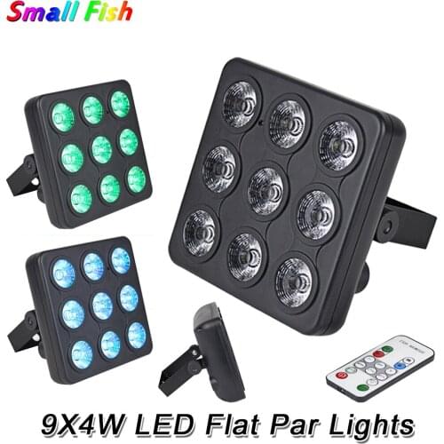 2019 Led Show Panel Flat LED Par Light 9X4W RGBW Quad Color Disco Lamp Stage Lights Luces Discoteca Laser Beam Projector Lumiere