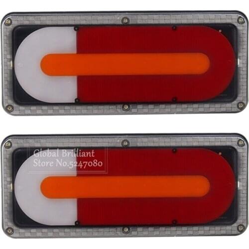 2x Dynamic LED Car Tail Rear Light 5 Modes Halo Neon Brake Flowing Turn Signal Lamp Taillight for Truck Lorry Trailer Tractor
