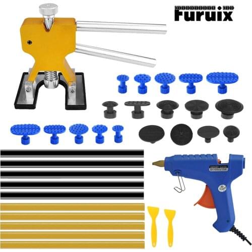 33Pcs Paintless Dent Removal Puller Tabs Dent Repairs Tools Set Aluminium Tabs and Hot Glue Sticks for Car Body Dent Remover Kit