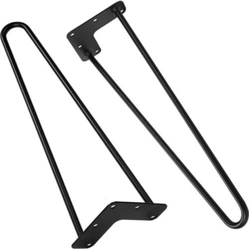 4 Pack 8" Black Furniture Legs Cabinet Cupboard Metal Table Feet Heavy Duty 2 Rod Hairpin Table Leg DIY Desk Stand Bench