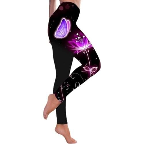 Pants Women Leggings High Waist Multicolored Butterfly Printed Hip Lift Stretchy Skinny Pants Trousers Sports Sweatpants 5XL