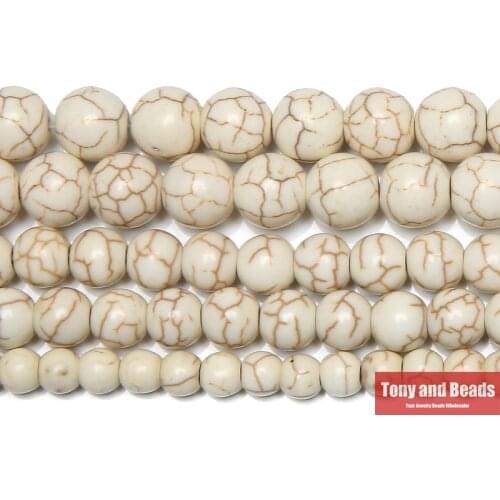 Natural White Turquoises Round Loose Beads 15" Strand 4 6 8 10 12 MM Pick Size For Jewelry Making