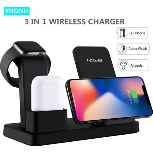 YHONH 10W 3 in 1 Fast Wireless Charger Stand Charging Station Compatible for Apple Watch 4/3/2/1,Airpods, iPhone