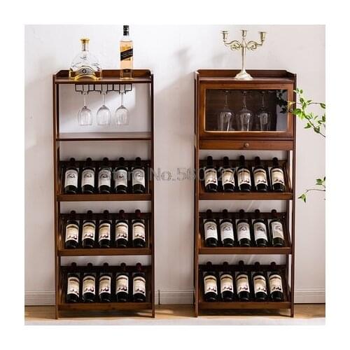 Home wine rack European style bar floor wine cabinet wine wine solid wood storage display rack shelf wine glass rack