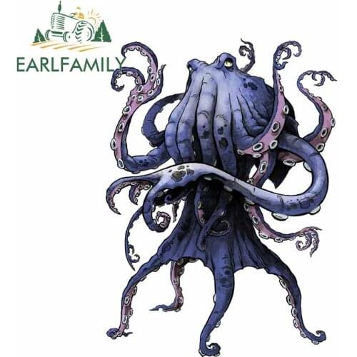 EARLFAMILY 13cm x 9.4cm for Cthulhu Monster Coil Windows Waterproof Decal Personality Scratch-proof Laptop Cartoon Car Stickers