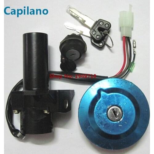 Motorcycle scooter YBR125 electric ignition switch lock set power door lock with gas tank cap for yamaha 125cc YBR 125 (4 line)