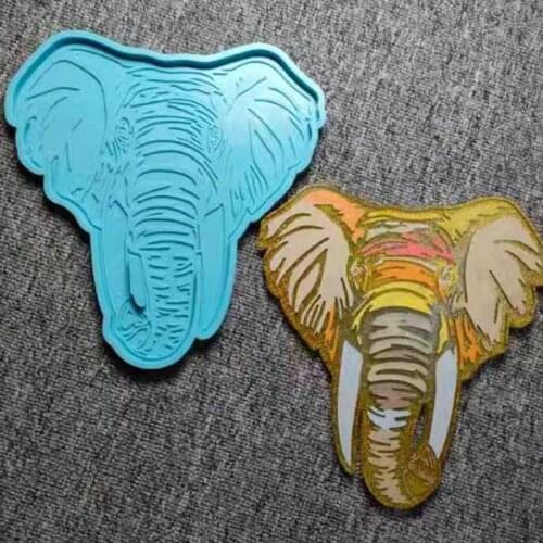 F3MD Elephant Head Tray Epoxy Resin Mold Coaster Silicone Mould DIY Crafts Clay Tool