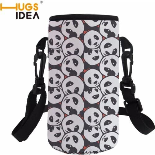 HUGSIDEA Cute Panda Thermos pocket Clear Plastic Water Cup Bottle Portable Bag Neoprene Bottle Sleeves bolsa termica botella