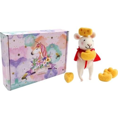 Needle Felting Kits Mini Mouse for Beginner Felting Needles Finger Guards Felting Mat Instructions DIY Craft Set with Gift Box