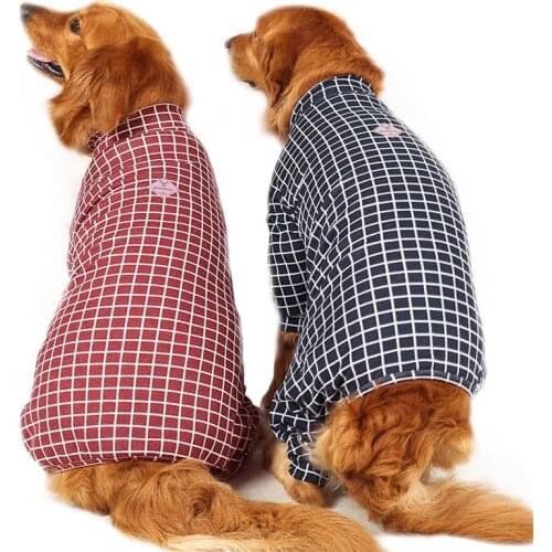Plaid Big Dog Clothes 100% Cotton Large Dog sweater for Labrador Doberman Boxer Pullover Pajamas/Full Coverage vetement chien