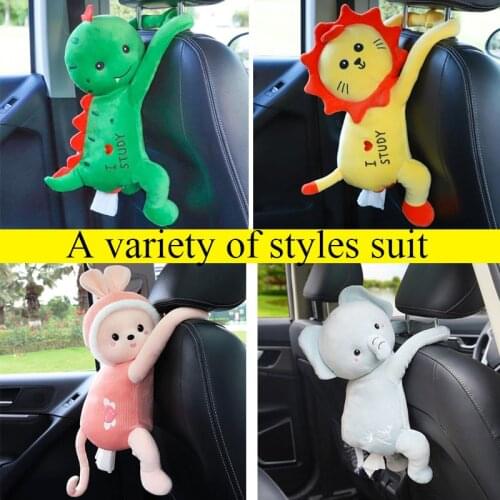 Creative Cartoon Cute Animal Auto Car tissue Box Home Office Car Hanging Paper Napkin Tissue Box Cover Holder Portable Paper Box
