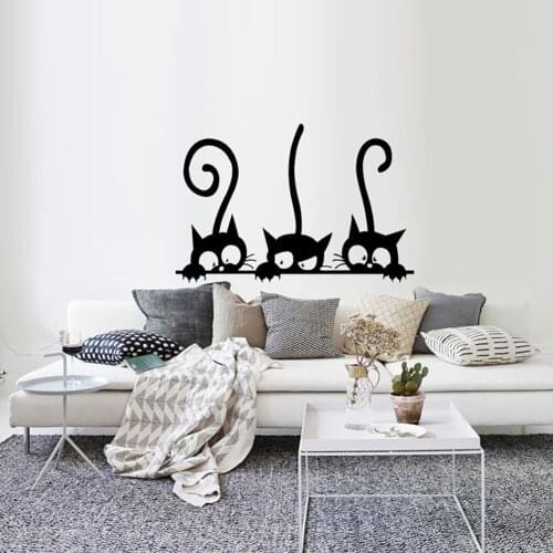Creative Animal Wall Stickers Lovely Three Black Cat DIY Cartoon Plane Room Decoration Personality Vinyl Wall Decals Home Decor