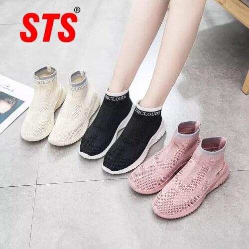 STS Womens Casual Flats Shoes Fashion High-Top Mesh Breathable Sneakers Outdoor No-slip Comfortable Light Slip Shoes Woman