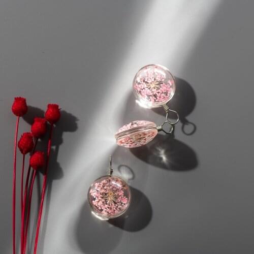 18# Alloy Hook Flat Glass Ball Dried Colored Conical Stone flowerst inside With Hook #IY525