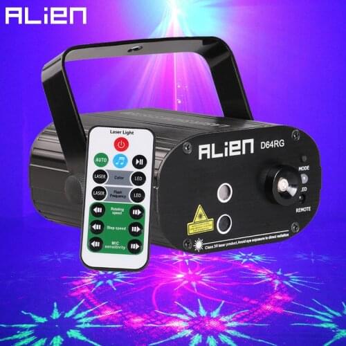 ALIEN Remote Red Green 64 Patterns Disco Stage Laser Projector Lighting Effect DJ Party Holiday Wedding Birthday Show Lights