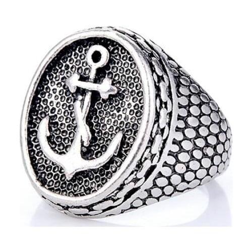 European and American Retro Navy Anchor Metal Ring Fashion Casual Jewelry Gift for Men