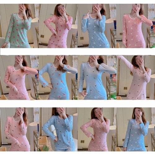 2020 Cute Style Brushed Cotton Ladies Pajamas Set Autumn And Winter Casual Fashion Pajamas Womens Home Wear Sexy Slim Pajamas