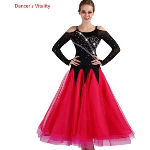 New Waltz Dance Ladies' Costumes Can Be Customized Ballroom Dance Competition Dresses Long Sleeves Ballroom Standard Dress