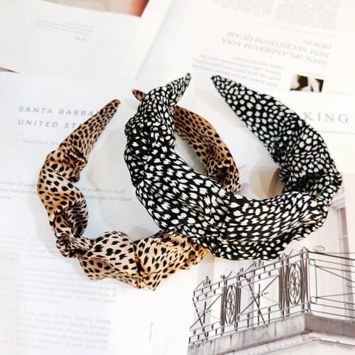 Vintage Women Wide Hair Hoop Lady Twist Ruched Wrinkled Luxury Bandana Female Leopard Printed Summer Party Styling Headdress