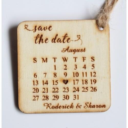 Personalized Wooden Heart Save The Date Rustic Bridal Shower Save The Date Custom Engraved Wood Save The Date Calendar