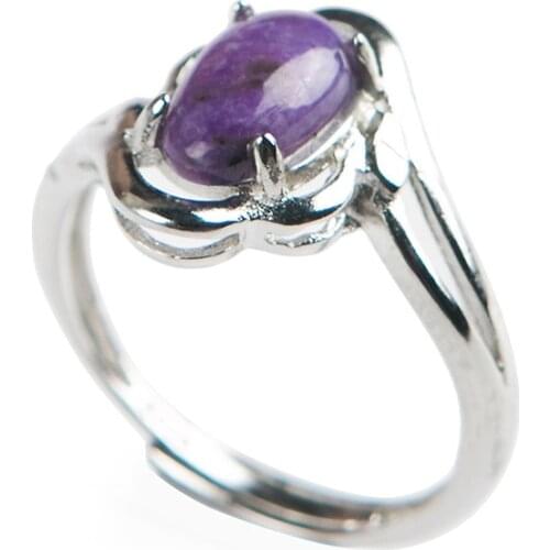 Genuine Natural Sugilite Gems Purple Stone Bead Suspension Women Party Nice Ring 9*6mm