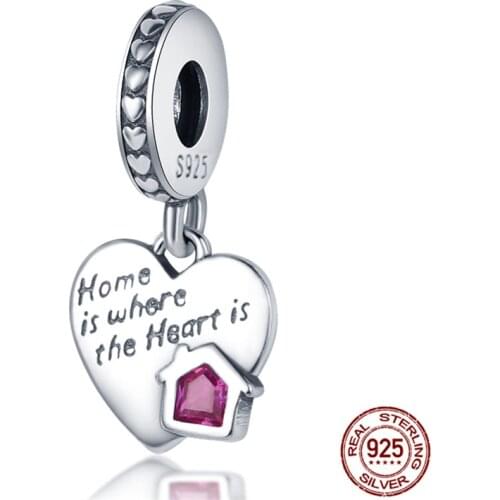 2021 New 925 Sterling Silver I Love My Home Heart Pendant Charm Fit Original 3mm Bracelet&Bangle Making Fashion DIY Jewelry For