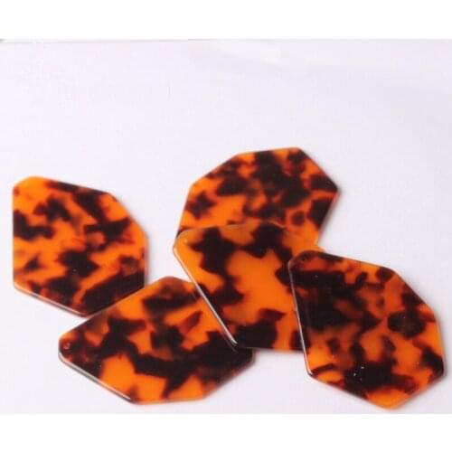 Charms For Jewelry Making Acetic Acid Resin Charms Tortoiseshell Geometric Charms 42*55mm 6pcs/lot For DIY Earring Accessories