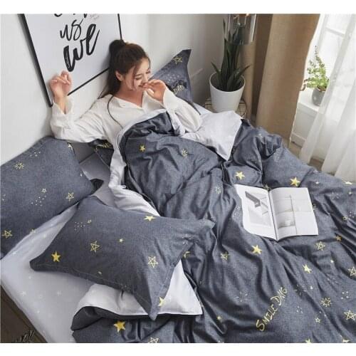 Arctic fleece Nordic style four-piece washed cotton quilt cover online celebrity bed sheets three-piece bedding