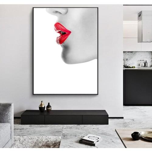 Nordic Cigarette Girl Poster Print Bandage Women Painting Sexy Red Lip Canvas Wall Pictures for Bedroom Abstract Wall Art Decor