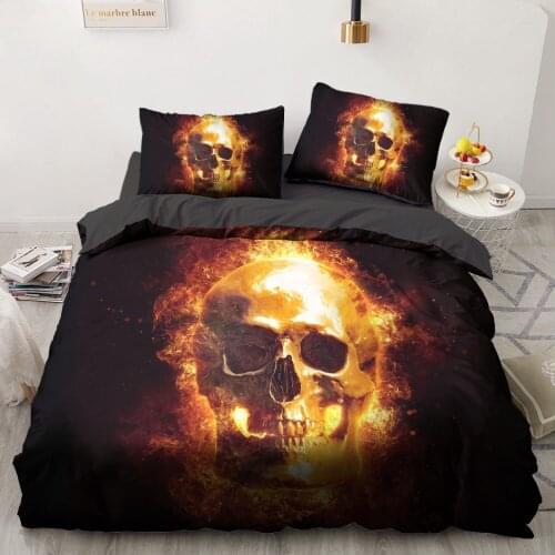 Classic 3D Skull Bedding Sets Duvet Quilt Cover Set Comforter Bed Linen Pillowcase King Queen Full Double Home Texitle