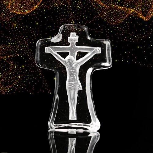 Christian Crystal Ornaments Crucifix Crystal Jewelry Christian Pious Paperweight Center Home Church Decoration Collection Crafts